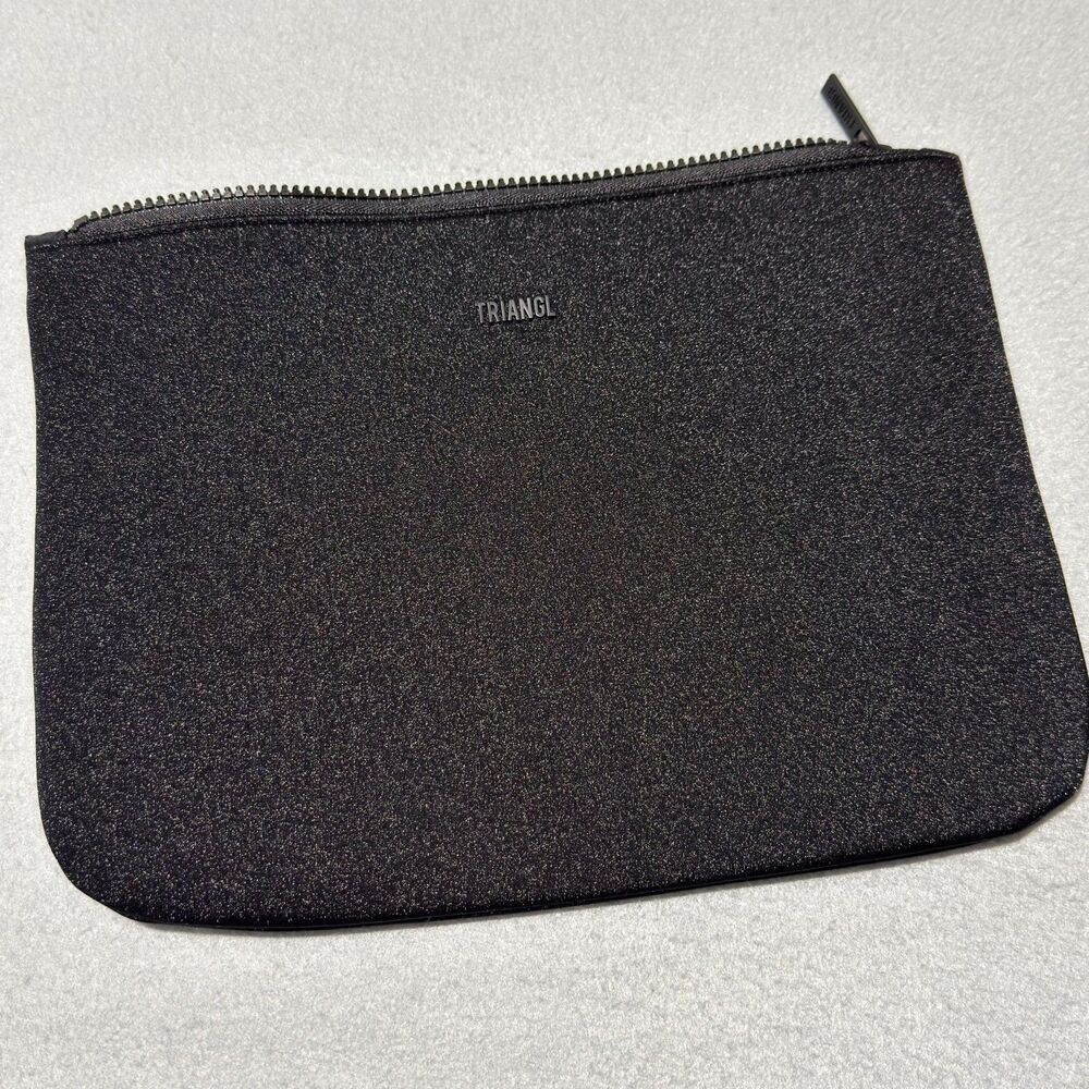 TRIANGL Black Neoprene Zippered Toiletry Swim Pouch 11.5"x9"